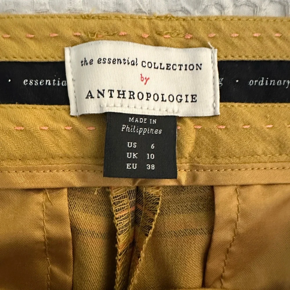Anthropologie Mustard Yellow Plaid Straight-Leg Pants